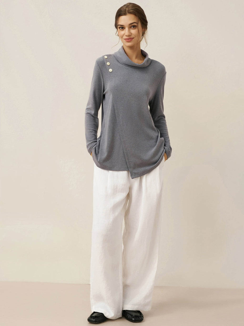 LINTICO 100% Linen Relaxed Fit Straight Leg Trousers KINSLEY — detail shot 6