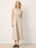 LINTICO 100% Linen Ruffle Trim Elasticated Waist Sleeveless Midi Dress LUCINDA — main product shot