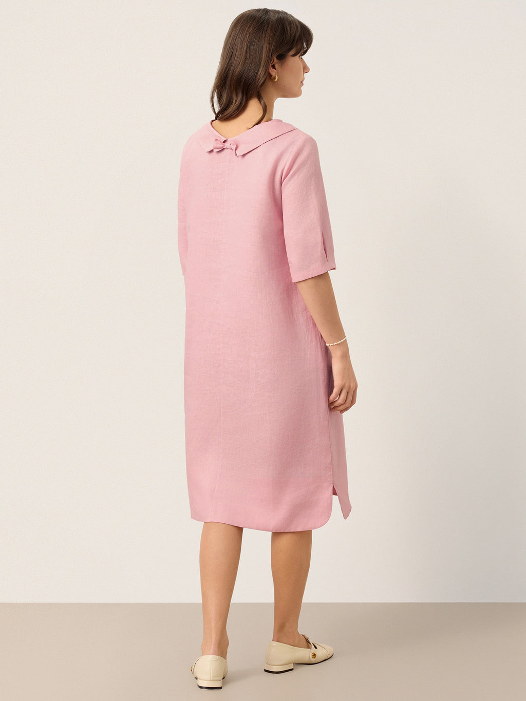 LINTICO 100% Linen Sculpted Bateau Tie-Back Midi Dress SABRINA — dresses-midi dresses-linen category context