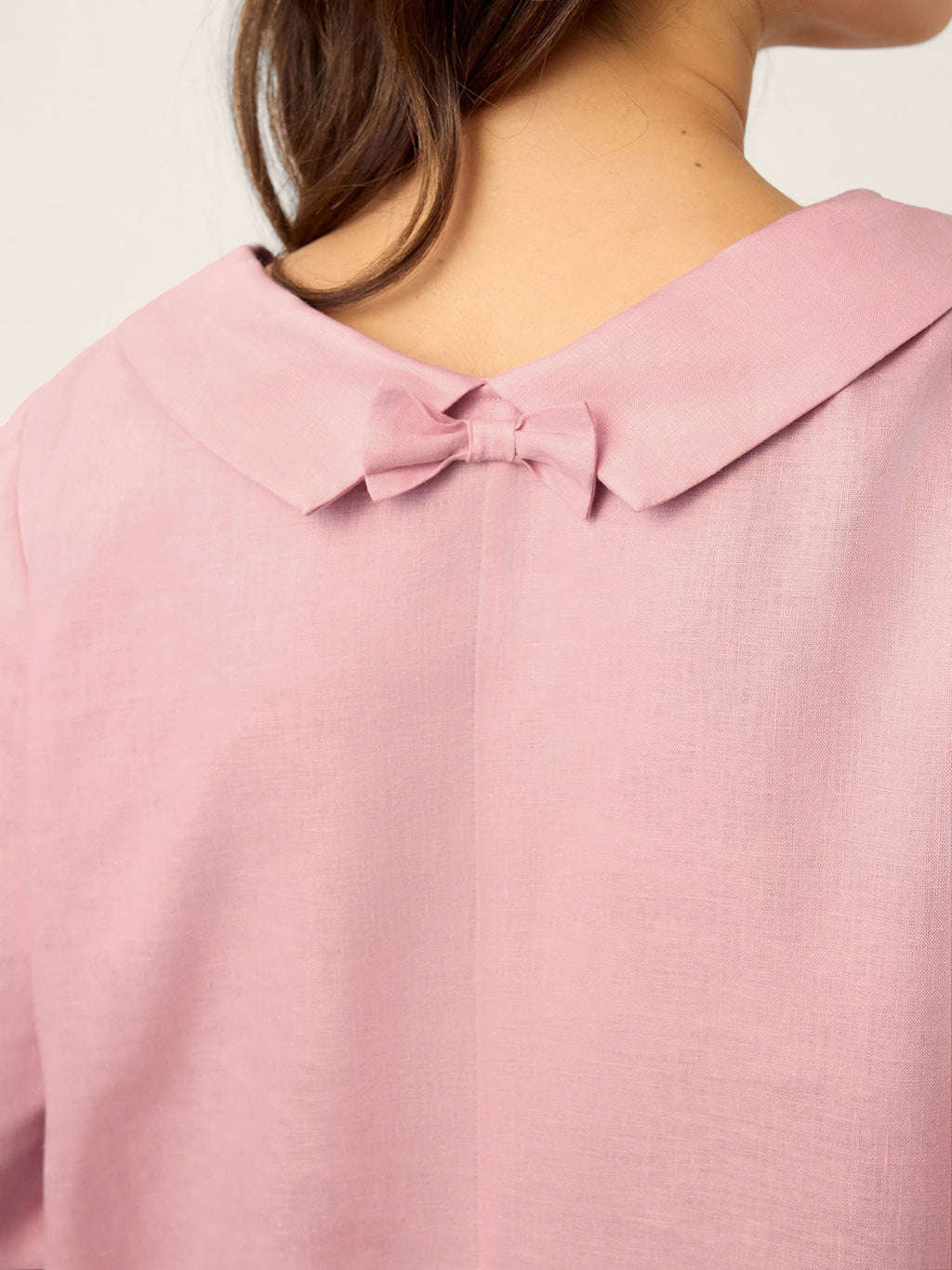 LINTICO 100% Linen Sculpted Bateau Tie-Back Midi Dress SABRINA — detail shot 6