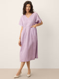 LINTICO 100% Linen Sculpted Waist Batwing Midi Dress TIVIA — main product shot