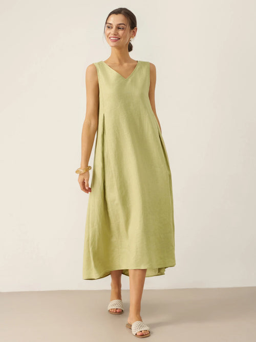 LINTICO 100% Linen Sleeveless A-Line Maxi Dress TARA — main product shot