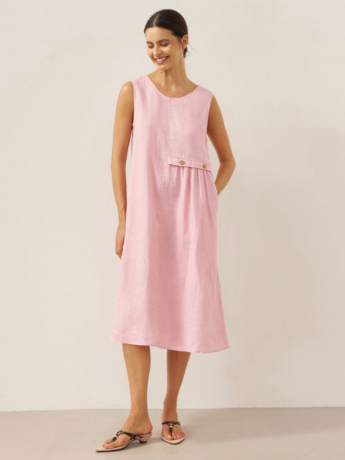 LINTICO 100% Linen Sleeveless Accordion Pleat Midi Dress TINA — main product shot