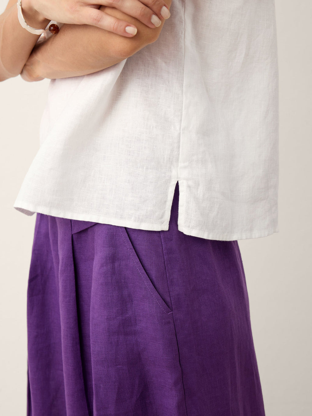 LINTICO 100% Linen Soft-Fold Collar Shell Button Top SABINE — size reference