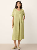 LINTICO 100% Linen Surplice Neck A Line Maxi Dress JUDITH — main product shot