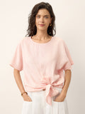 LINTICO 100% Linen Tie Front Drop Shoulder Top PAULA — main product shot