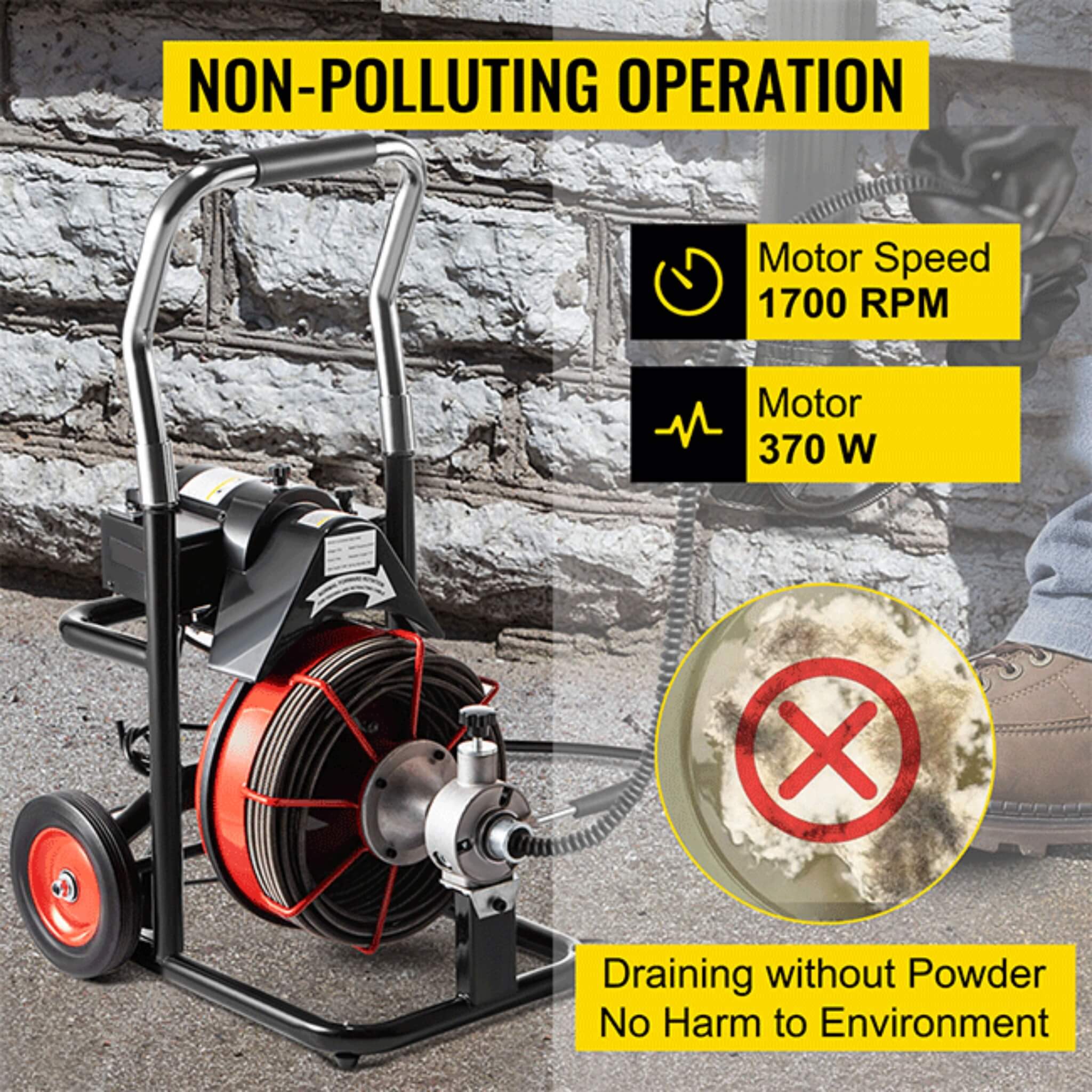 [100FTX3/8"] Electric Sewer Drain Cleaner Snake Clog Machine W/ Cutter (SAK53785) – SAKSBY WHOLESALE, view 8