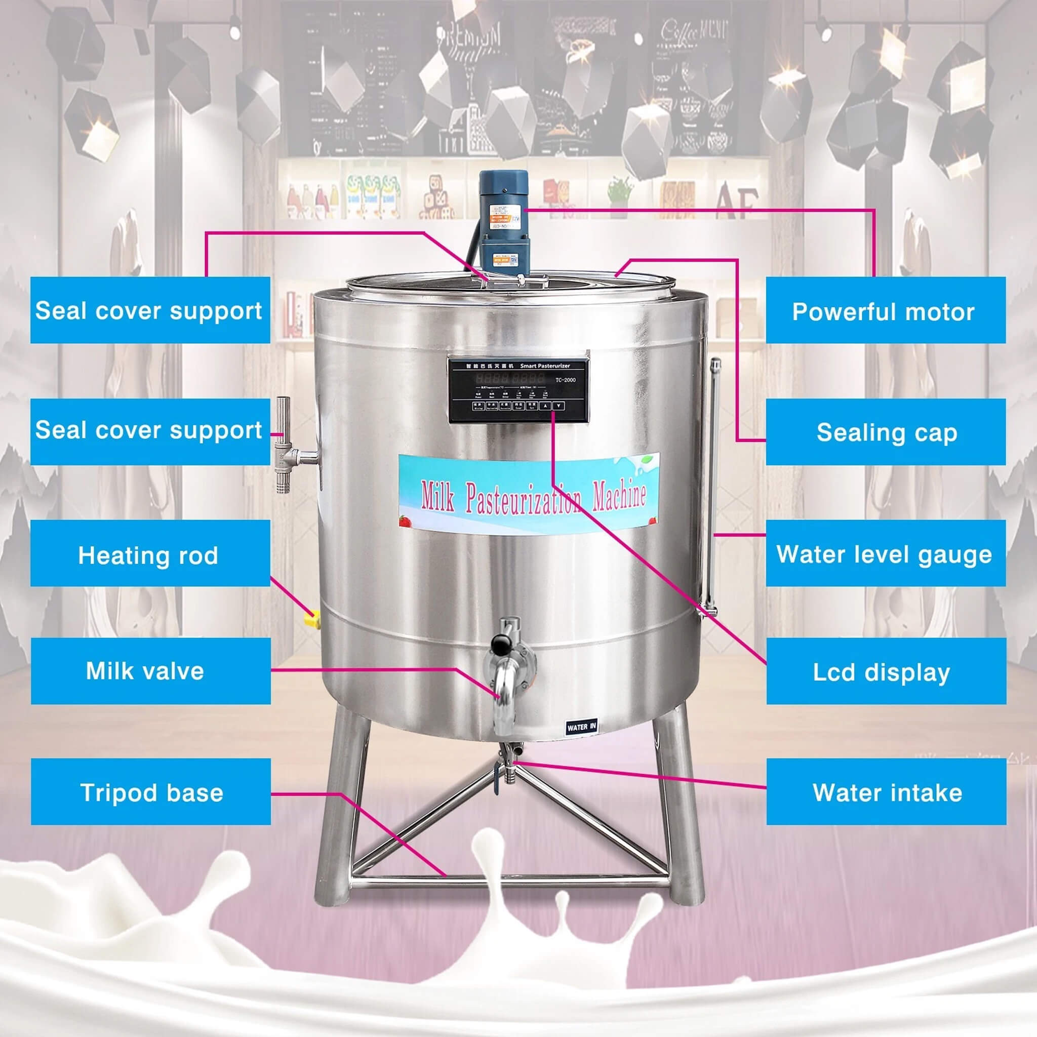 Heavy-Duty 220V Stainless Steel Commercial Milk And Ice Cream Mix Pasteurizer Machine [Without Plug] (SAK81320) – SAKSBY WHOL