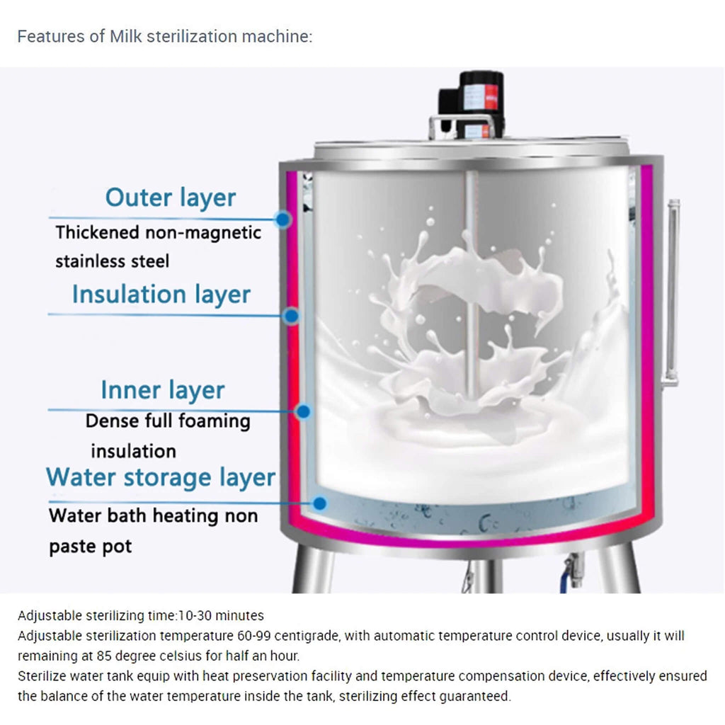 Heavy-Duty 220V Stainless Steel Commercial Milk And Ice Cream Mix Pasteurizer Machine [Without Plug] (SAK81320) – SAKSBY WHOL