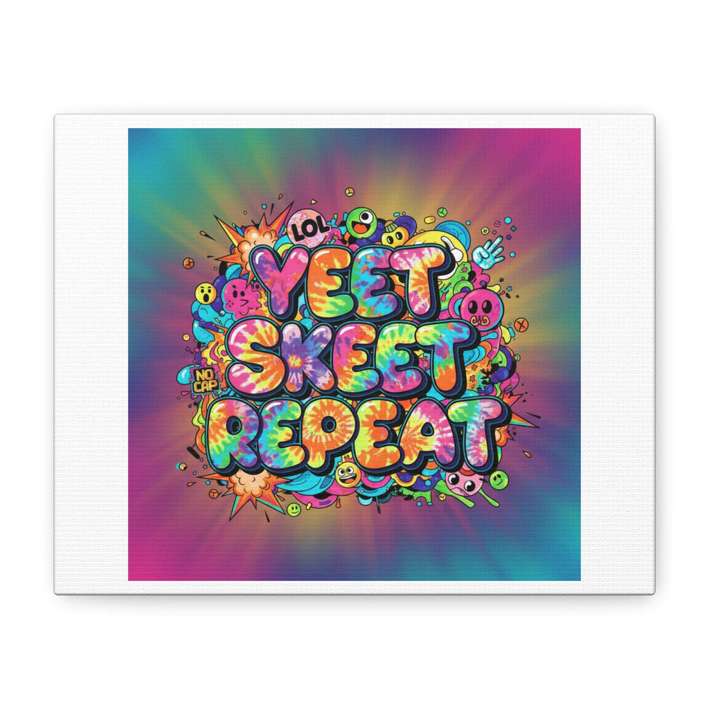 Yeet Skeet Repeat Canvas | Slogan & Glitch Graphic, Meme Phrase Wall Art
