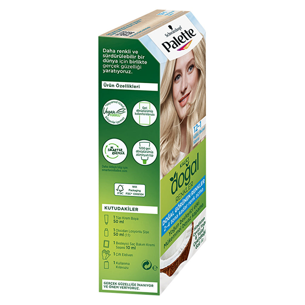 Palette Permanent Natural Hair Color 12-1 Ashy Ice Blonde | 3.4 fl oz