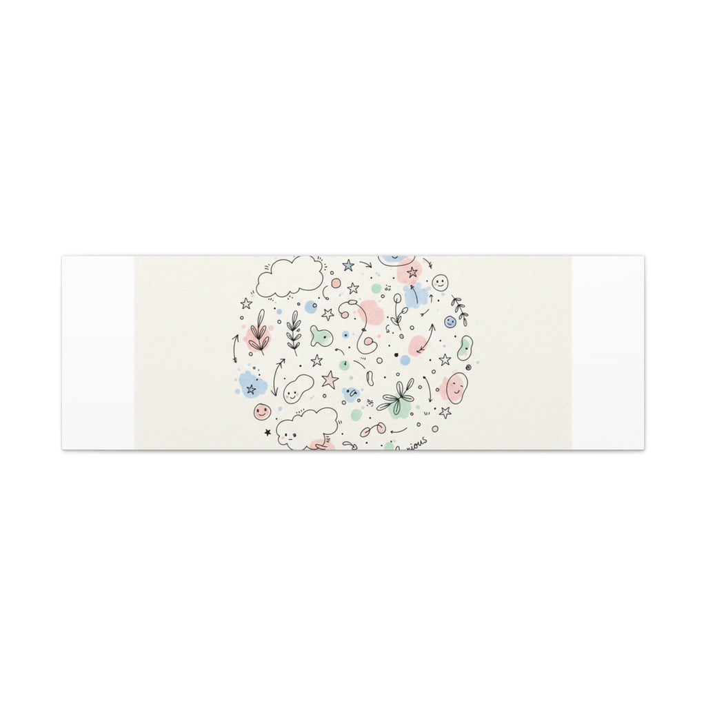 Doodle Circle Line Drawing Matte Canvas, Hand-Drawn Sketch Art