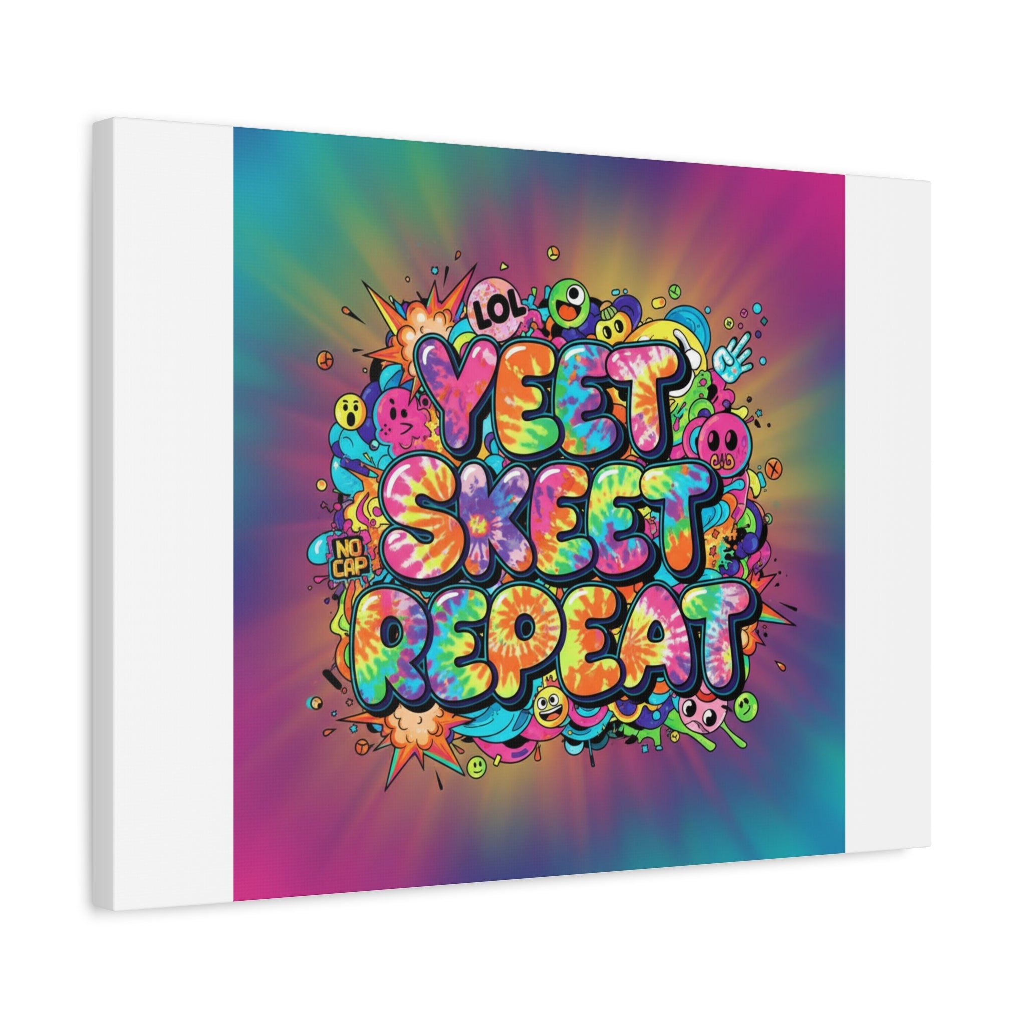 Yeet Skeet Repeat Canvas | Slogan & Glitch Graphic, Meme Phrase Wall Art