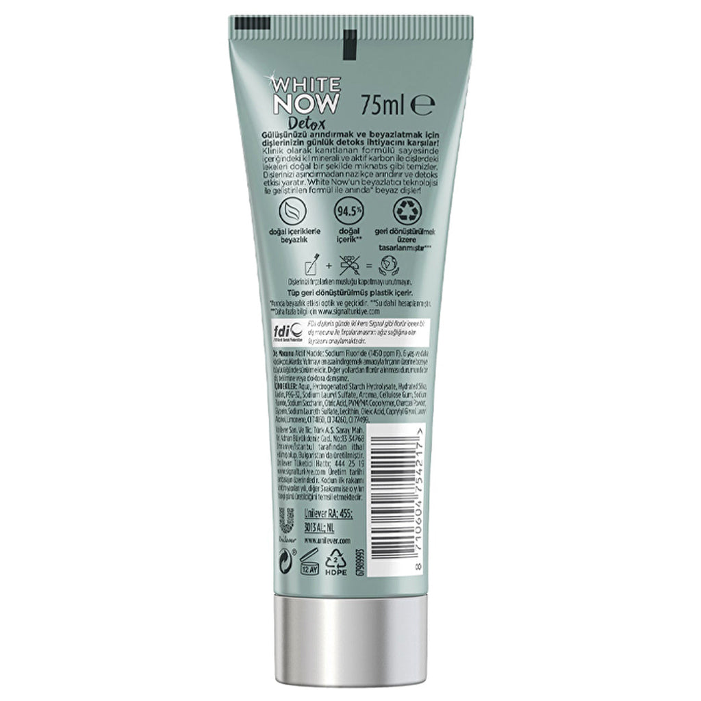 Signal White Now Detox Active Charcoal Toothpaste 75ml - Whitening Effect