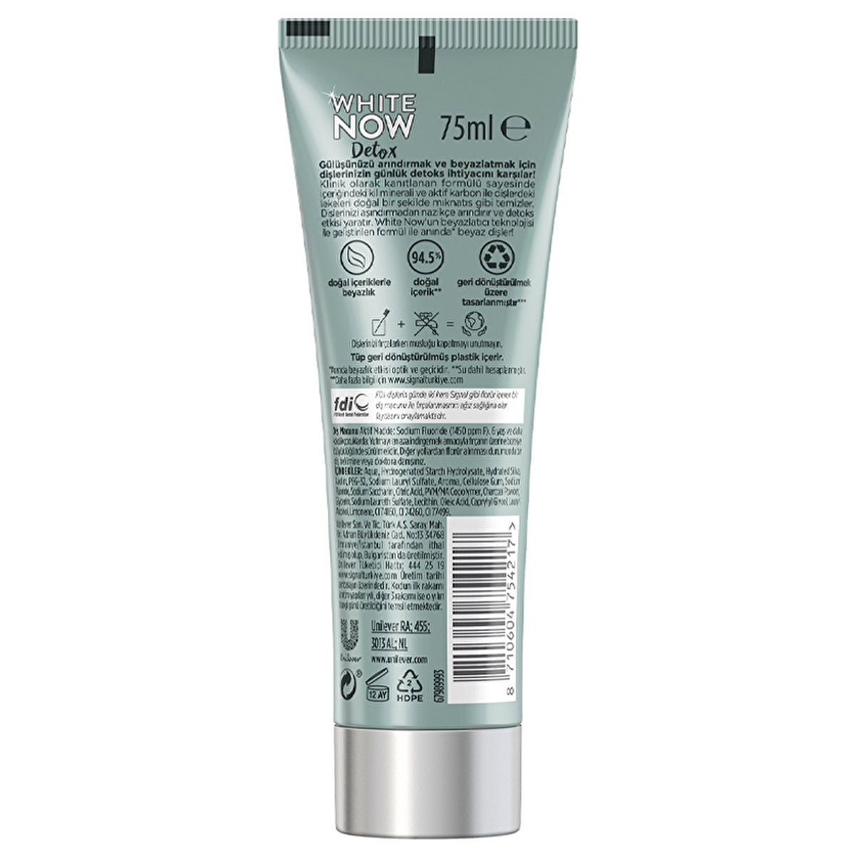 Signal White Now Detox Active Charcoal Toothpaste 75ml - Whitening Effect
