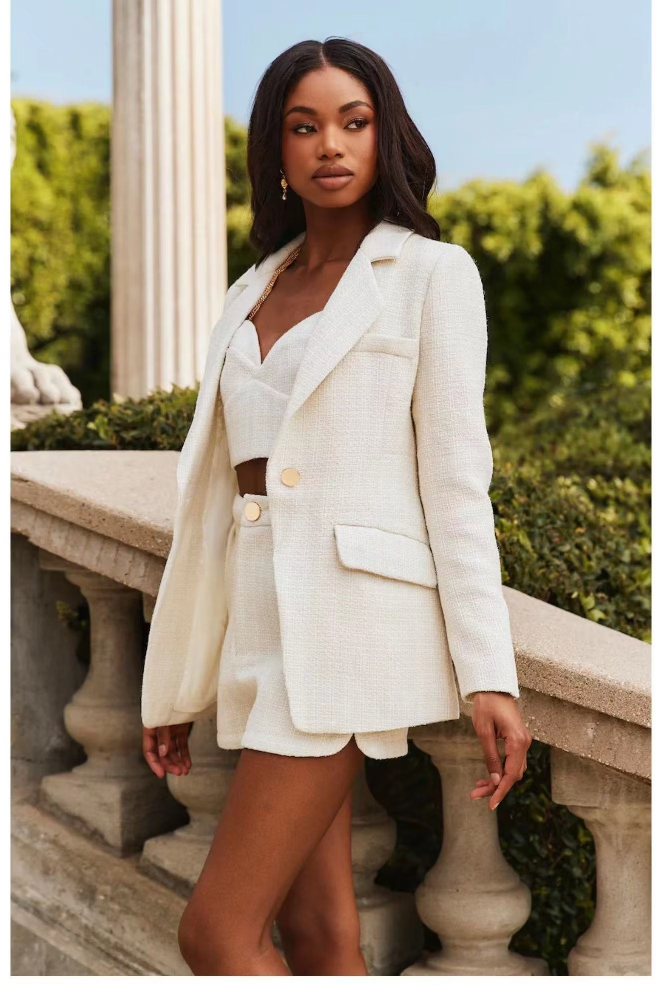 Pretty Little Patriot Pretty Little Patriot White Chic Blazer Suit Ensemble — main product shot