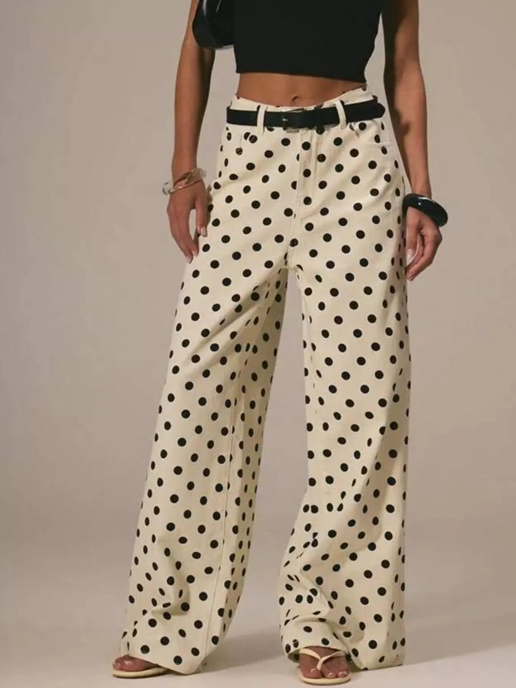 Polka Dot Wide Leg Jeans