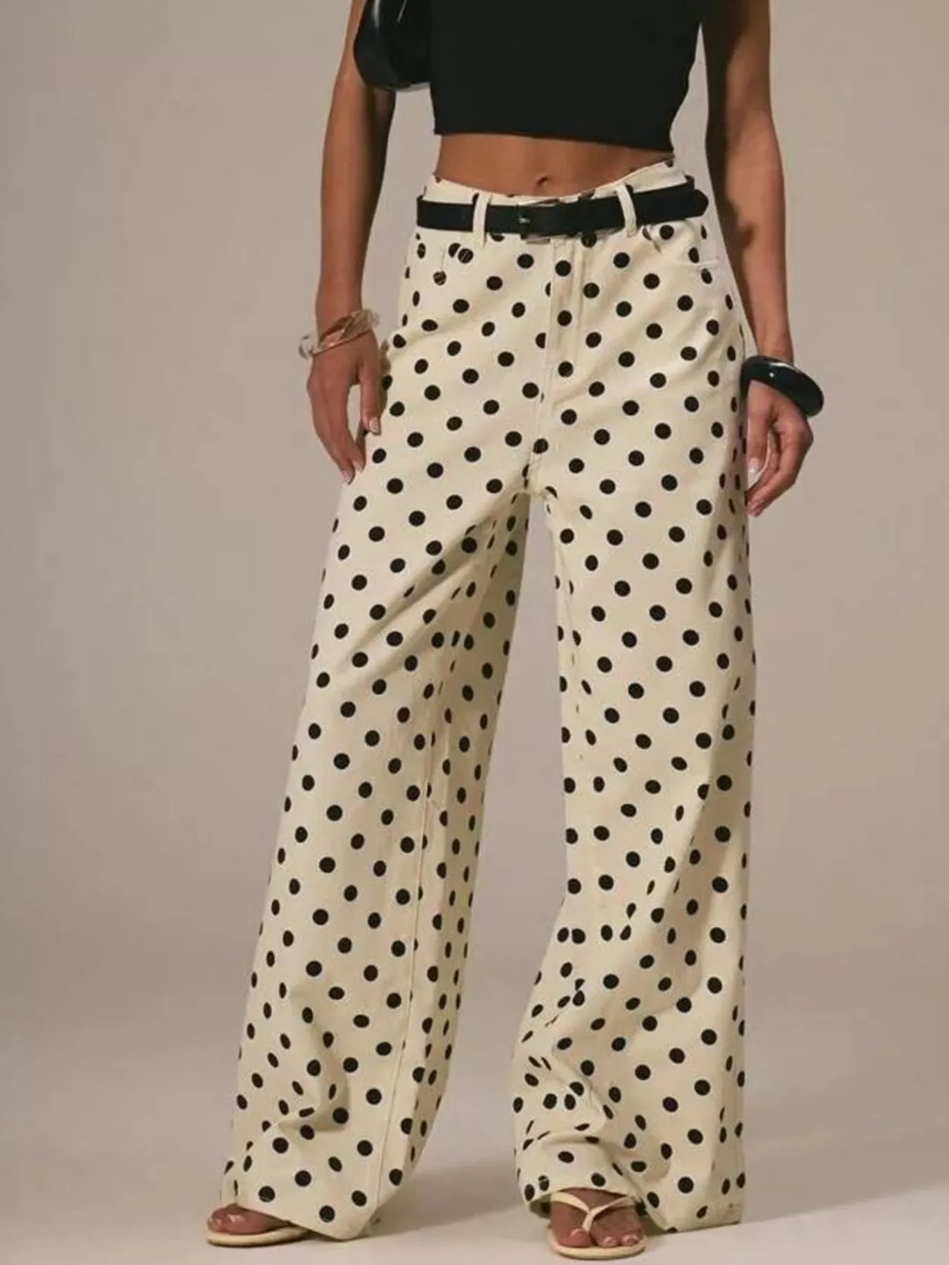 Polka Dot Wide Leg Jeans