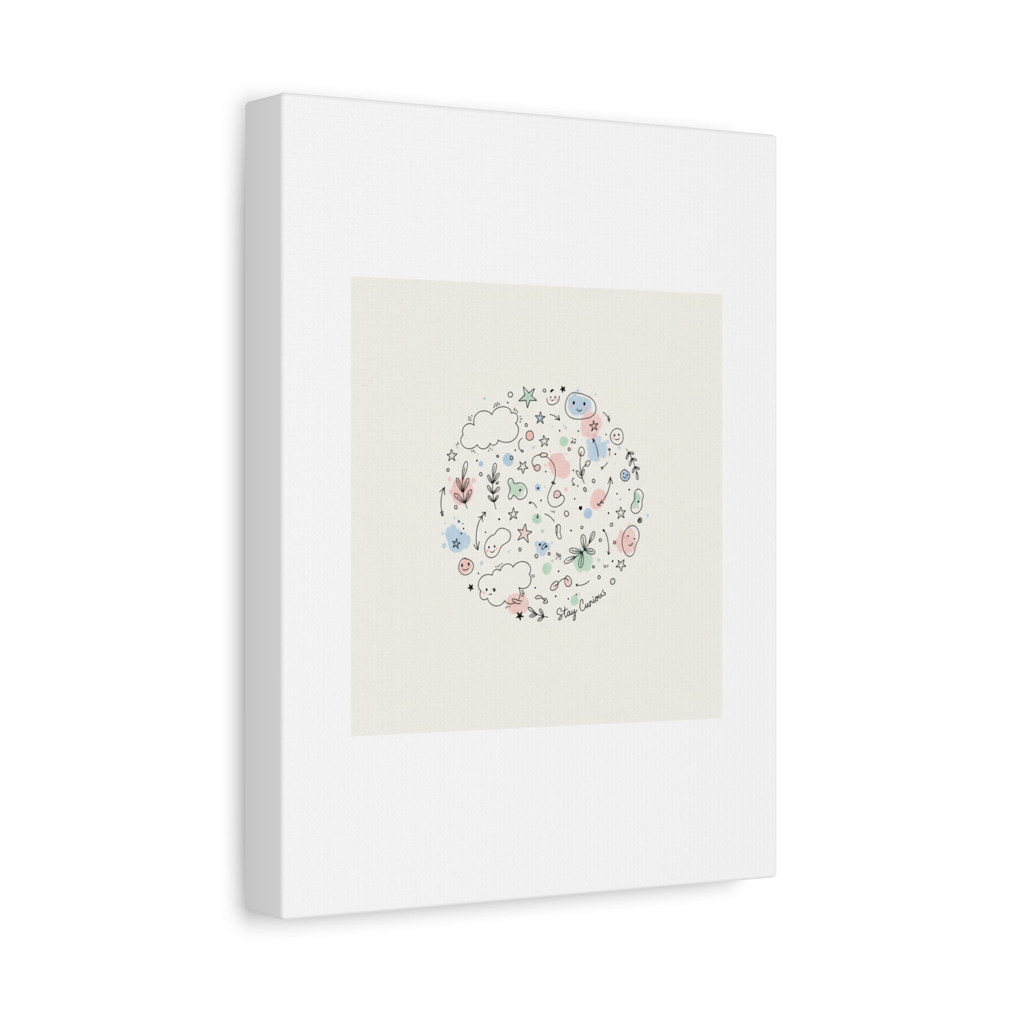 Doodle Circle Line Drawing Matte Canvas, Hand-Drawn Sketch Art