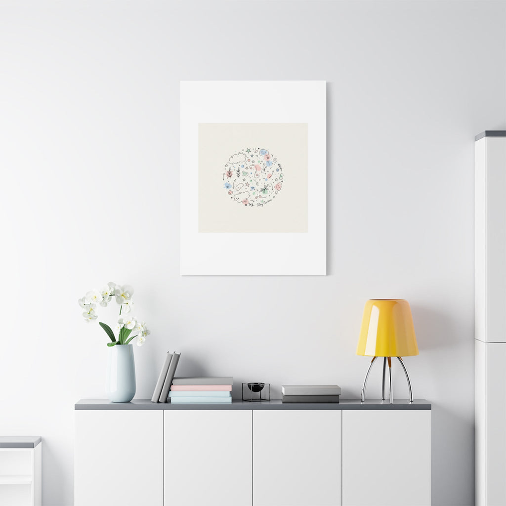 Doodle Circle Line Drawing Matte Canvas, Hand-Drawn Sketch Art