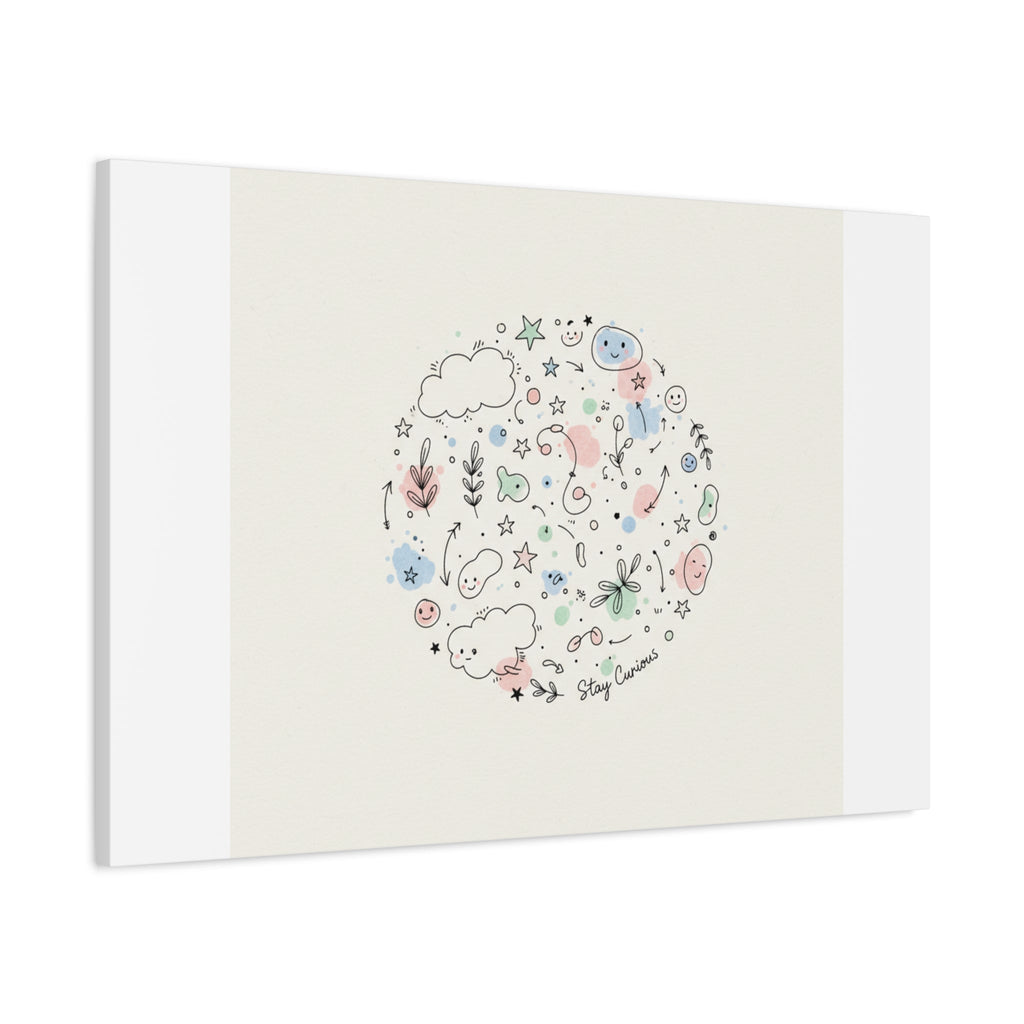 Doodle Circle Line Drawing Matte Canvas, Hand-Drawn Sketch Art