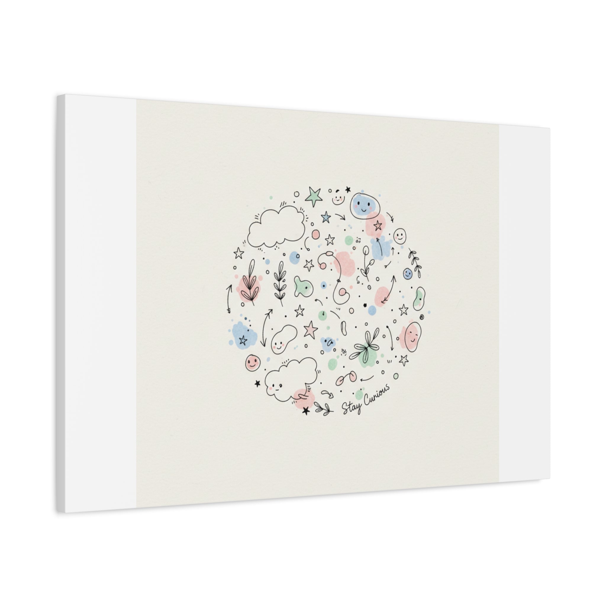 Doodle Circle Line Drawing Matte Canvas, Hand-Drawn Sketch Art