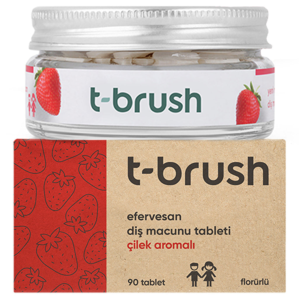 T-Brush Strawberry Flavored Toothpaste Tablets - Fluoride | Vegan