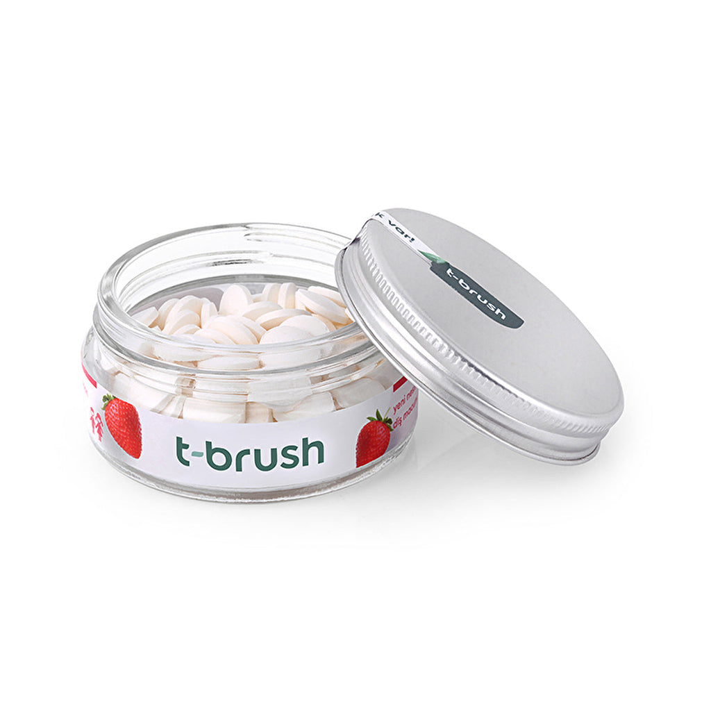 T-Brush Strawberry Flavored Toothpaste Tablets - Fluoride | Vegan