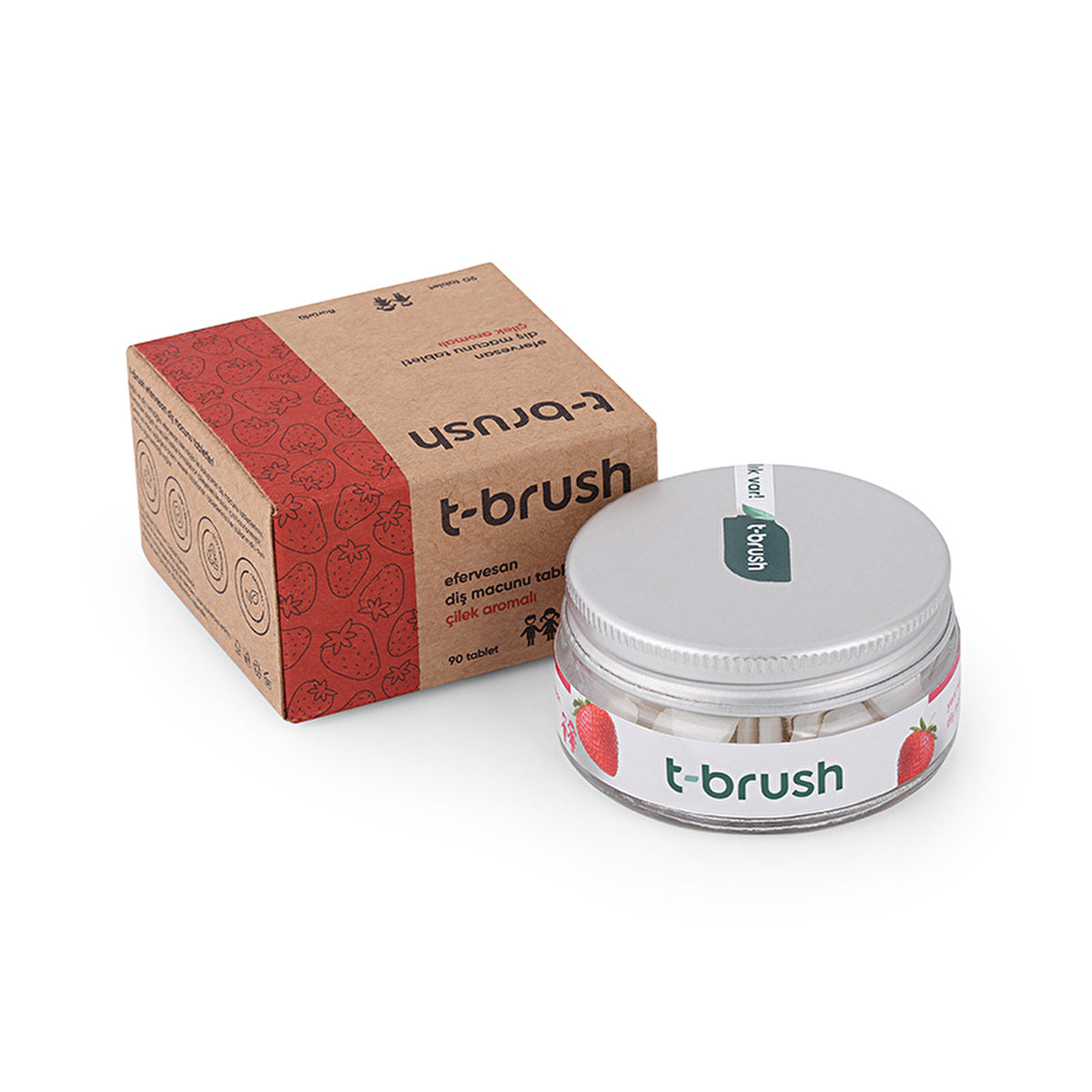 T-Brush Strawberry Flavored Toothpaste Tablets - Fluoride | Vegan