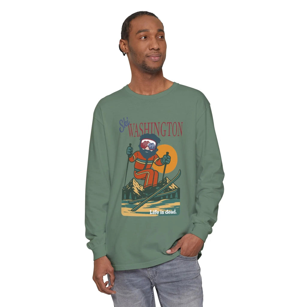 Ski Washington - Life is Dead Mountain Collection Garment-Dyed Long Sleeve T-Shirt