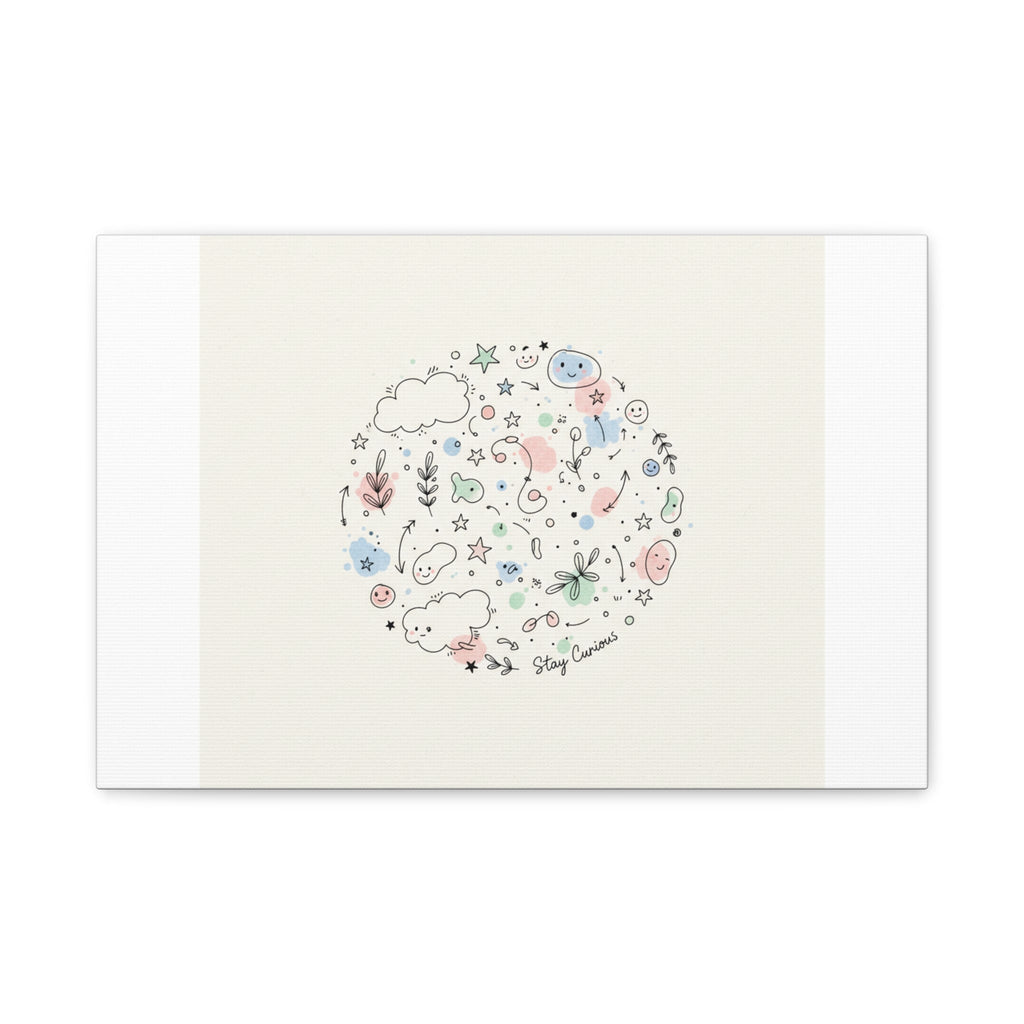 Doodle Circle Line Drawing Matte Canvas, Hand-Drawn Sketch Art