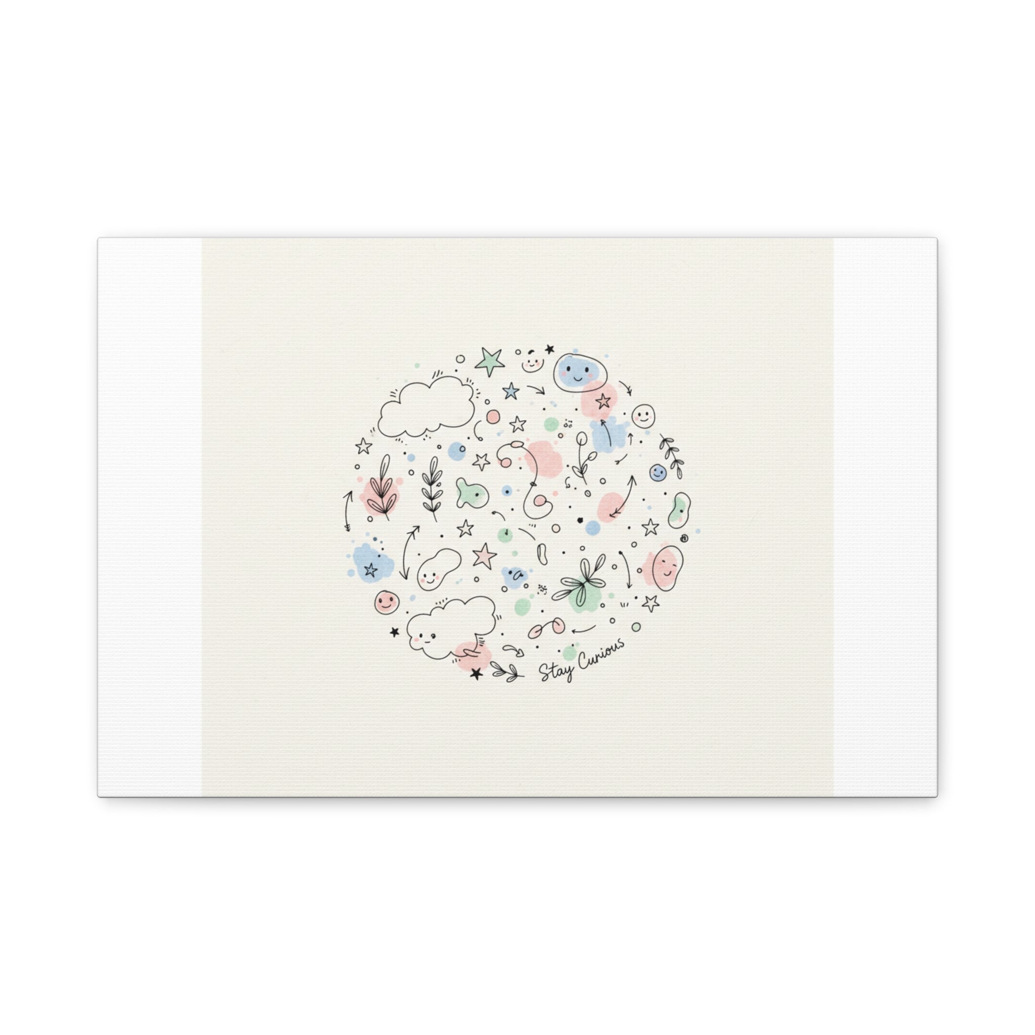 Doodle Circle Line Drawing Matte Canvas, Hand-Drawn Sketch Art