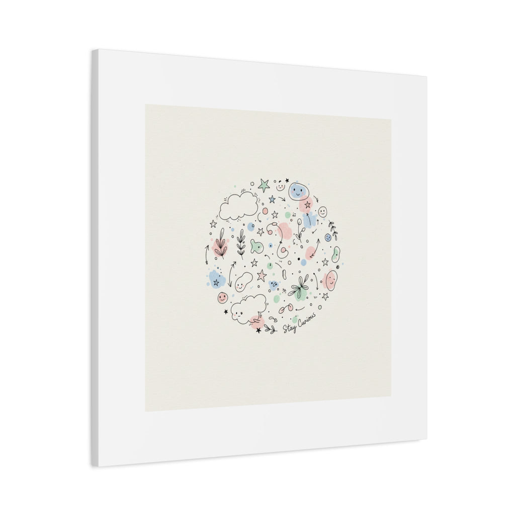 Doodle Circle Line Drawing Matte Canvas, Hand-Drawn Sketch Art