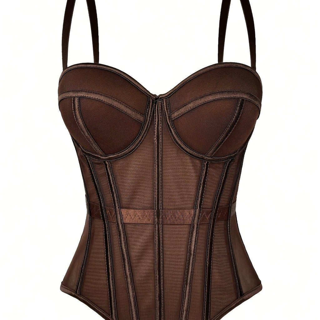 MyClosetAid Mesh See-Through Fishbone Corset — detail close-up