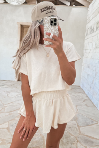 Pretty Little Patriot Pretty Little Patriot Cream High Waist Skort Set — main product shot