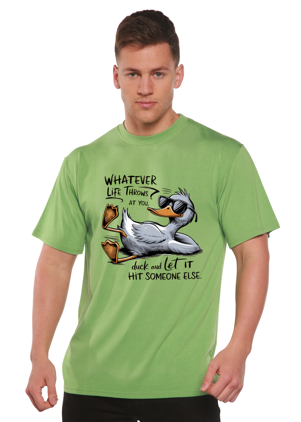 Spun Bamboo Whatever Life Throws at You Funny Unisex Bamboo/Cotton Graphic T-Shirt — color detail