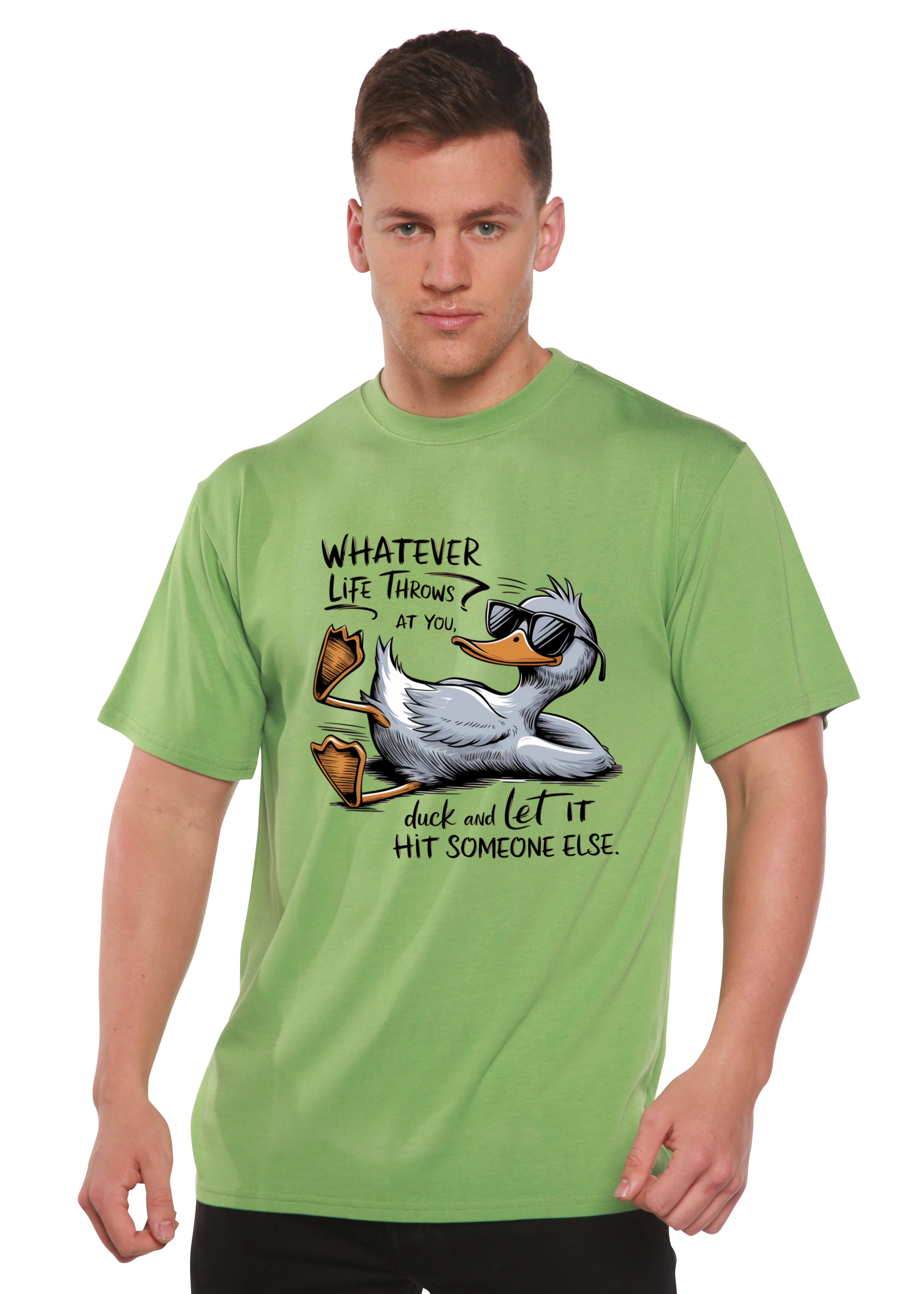 Spun Bamboo Whatever Life Throws at You Funny Unisex Bamboo/Cotton Graphic T-Shirt — color detail