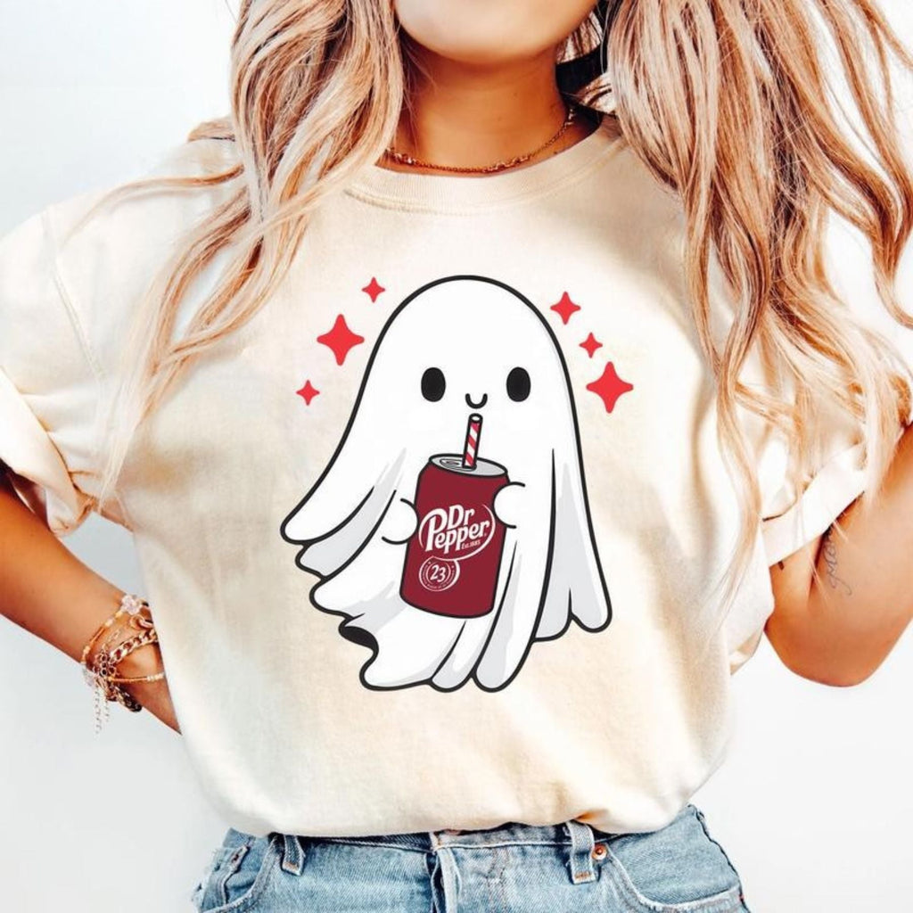 Pasimax Funny Skeleton Ghost Halloween T-Shirt — size reference