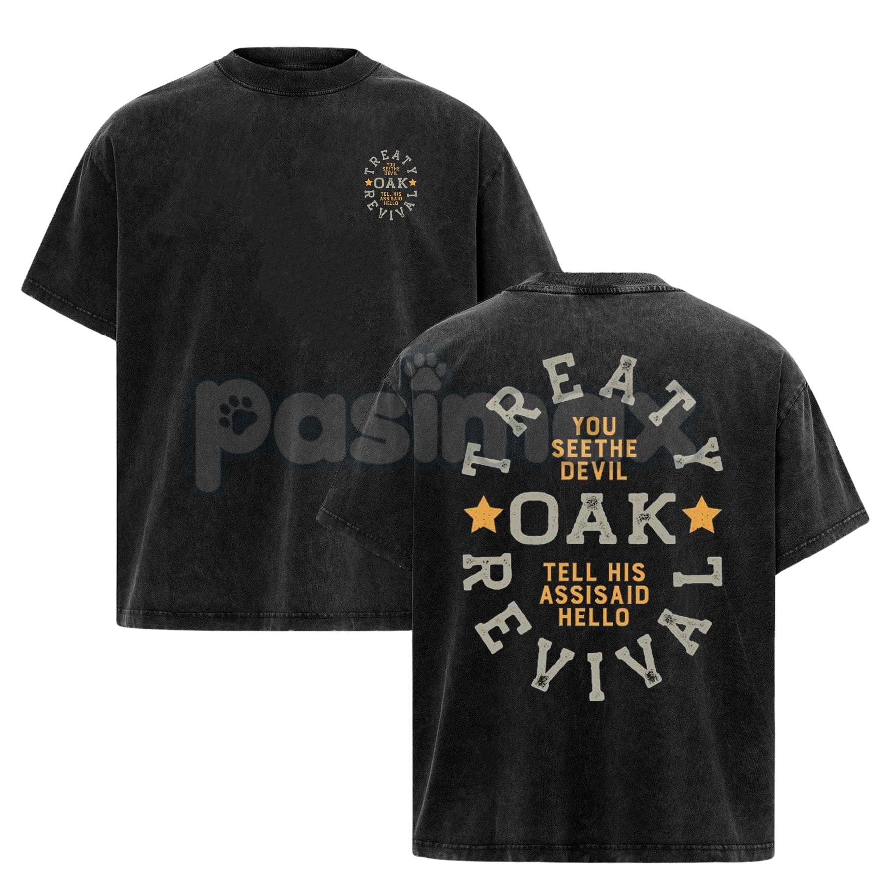 Pasimax Retro Treaty Oak Revival T-Shirt – Vintage Rock Band Graphic Tee, Rock Music Lover Shirt — packaging