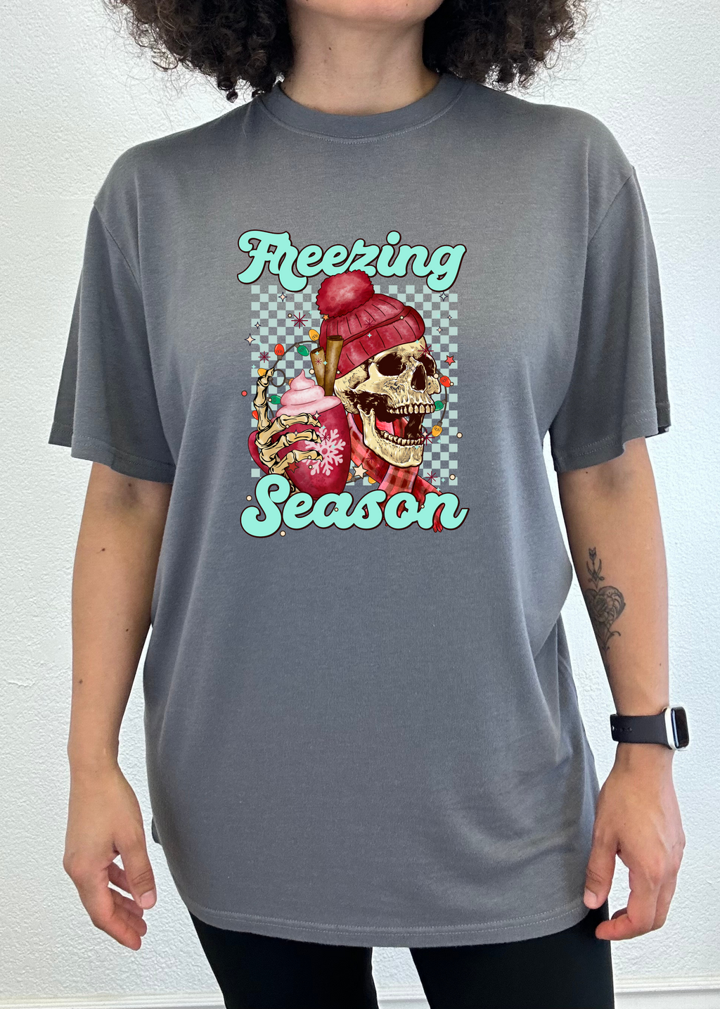 Spun Bamboo Freezing Season Unisex Bamboo Viscose/Organic Cotton Short Sleeve Graphic T-Shirt — detail close-up