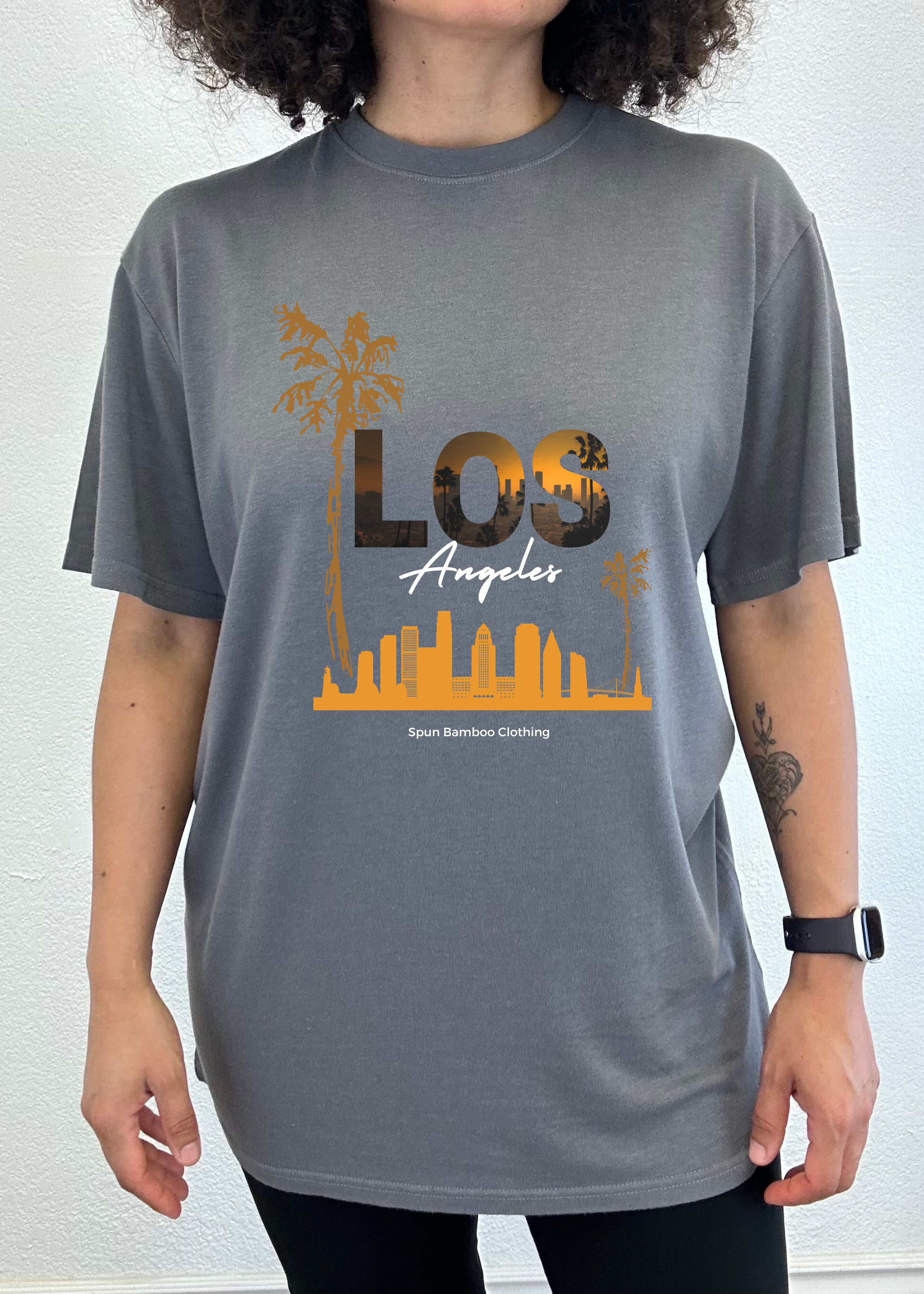 Spun Bamboo Los Angeles Unisex Bamboo Viscose/Organic Cotton Short Sleeve Graphic T-Shirt — main product shot