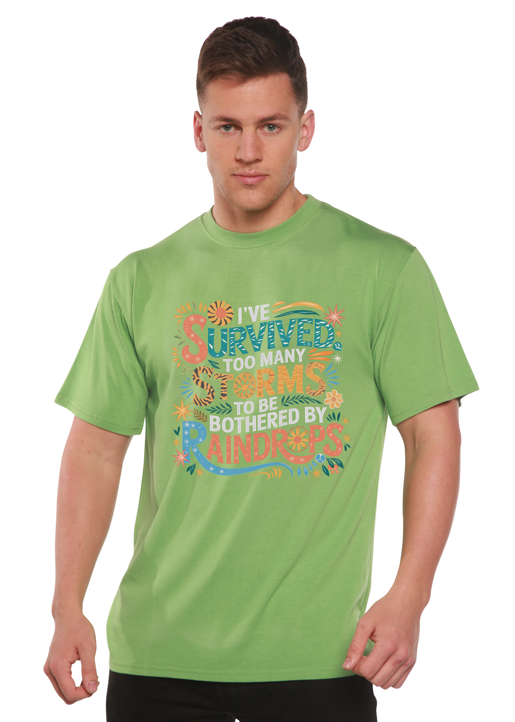 Spun Bamboo I've Survived Too Many Storms to Be Both Unisex Bamboo/Cotton Graphic T-Shirt — packaging