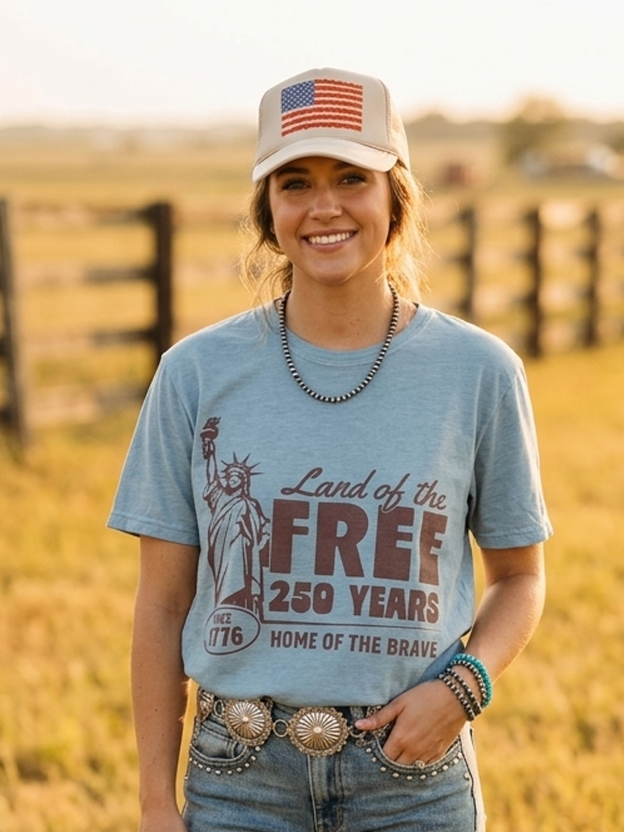 Wild Junkie Land of the Free 250 Years Graphic Tee — lifestyle worn / used context