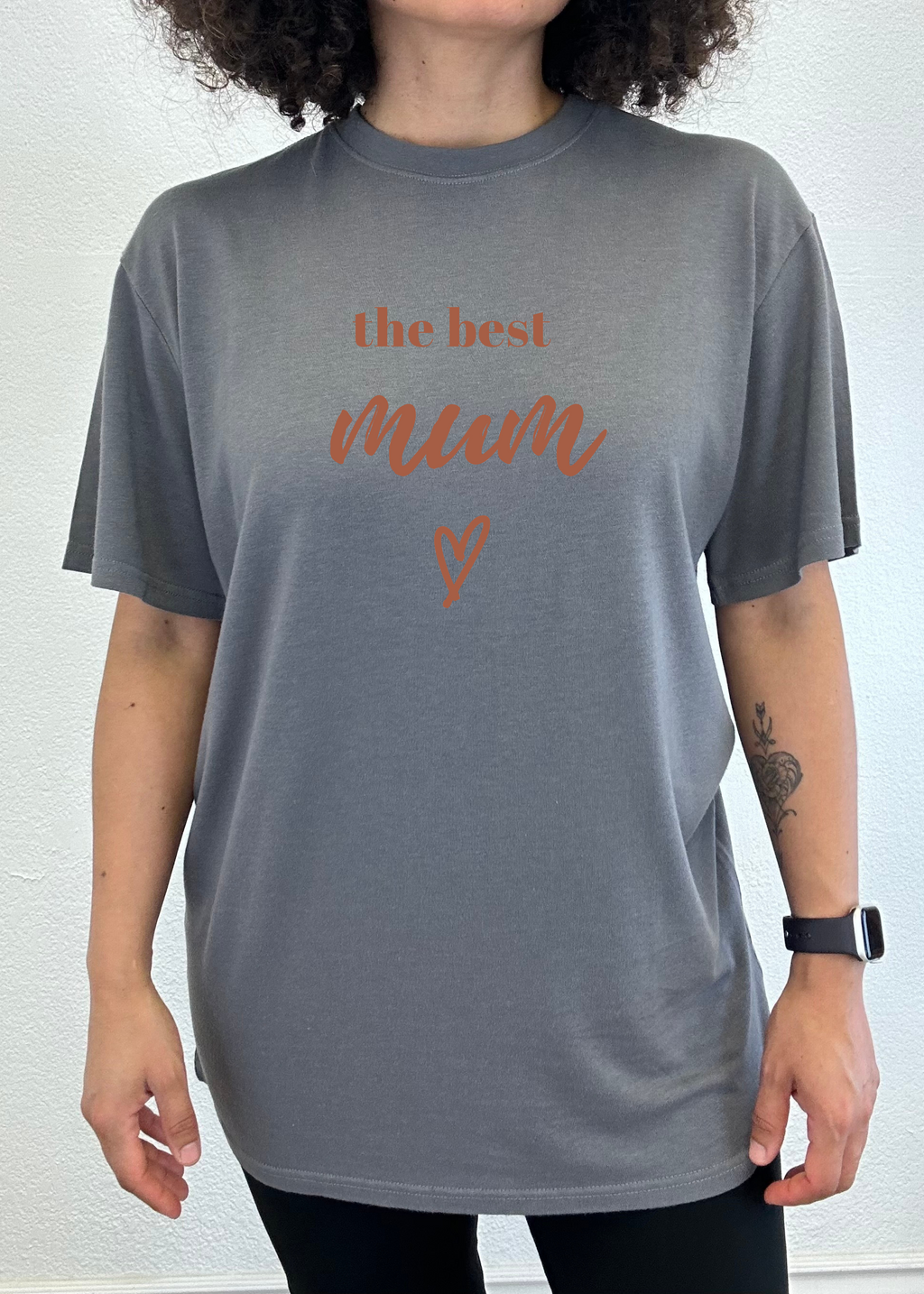 Spun Bamboo The Best Mum Unisex Bamboo Viscose/Organic Cotton Short Sleeve Graphic T-Shirt — product on model