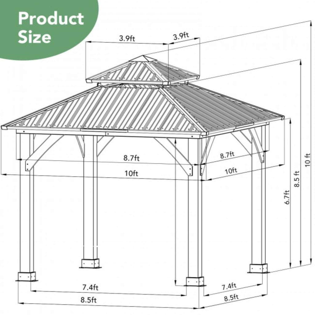[10X10FT] Alora Premium Outdoor Patio Hardtop Gazebo With Double Steel Roof (SAK01291) – SAKSBY WHOLESALE, view 14