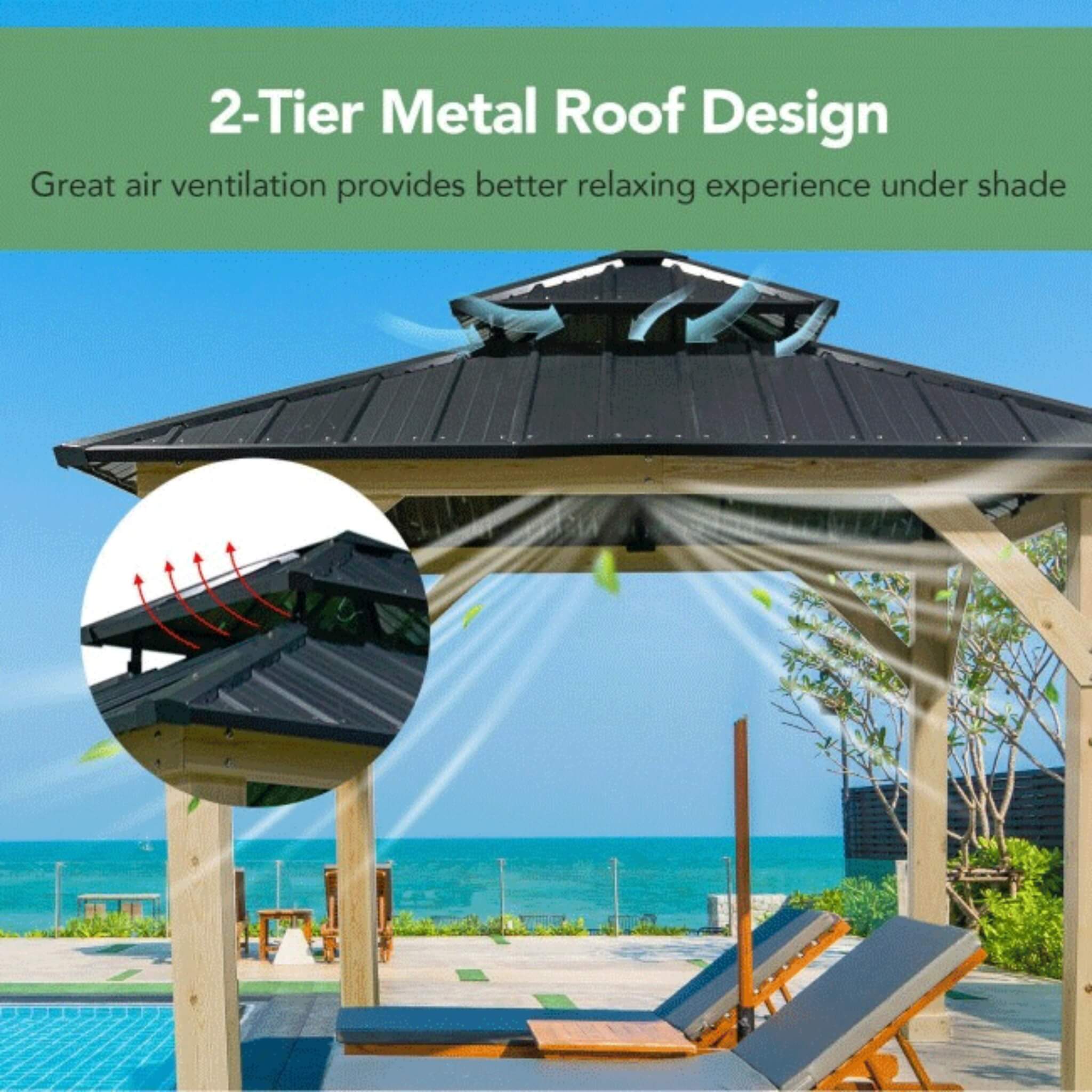 [10X10FT] Alora Premium Outdoor Patio Hardtop Gazebo With Double Steel Roof (SAK01291) – SAKSBY WHOLESALE, view 8