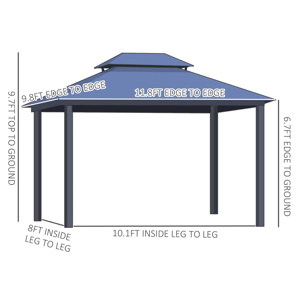 [10X12FT] Alora Hardtop Gazebo Canopy With Polycarbonate Double Roof, Netting, And Curtains (SAK15672) – SAKSBY WHOLESALE, vi