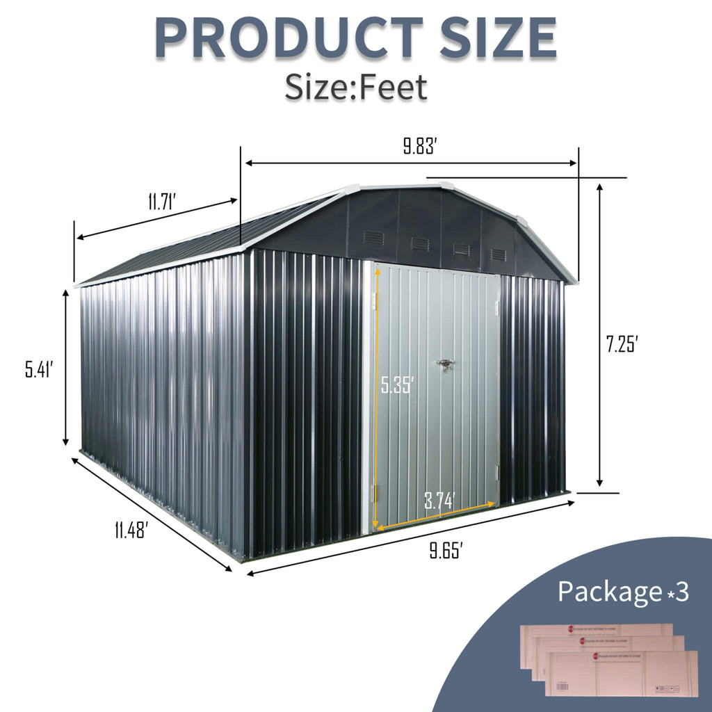 [10X12FT] Alora Heavy-Duty Outdoor Metal Garden Backyard Shed With Arch Roof And Lockable Doors (SAK57431) – SAKSBY WHOLESALE
