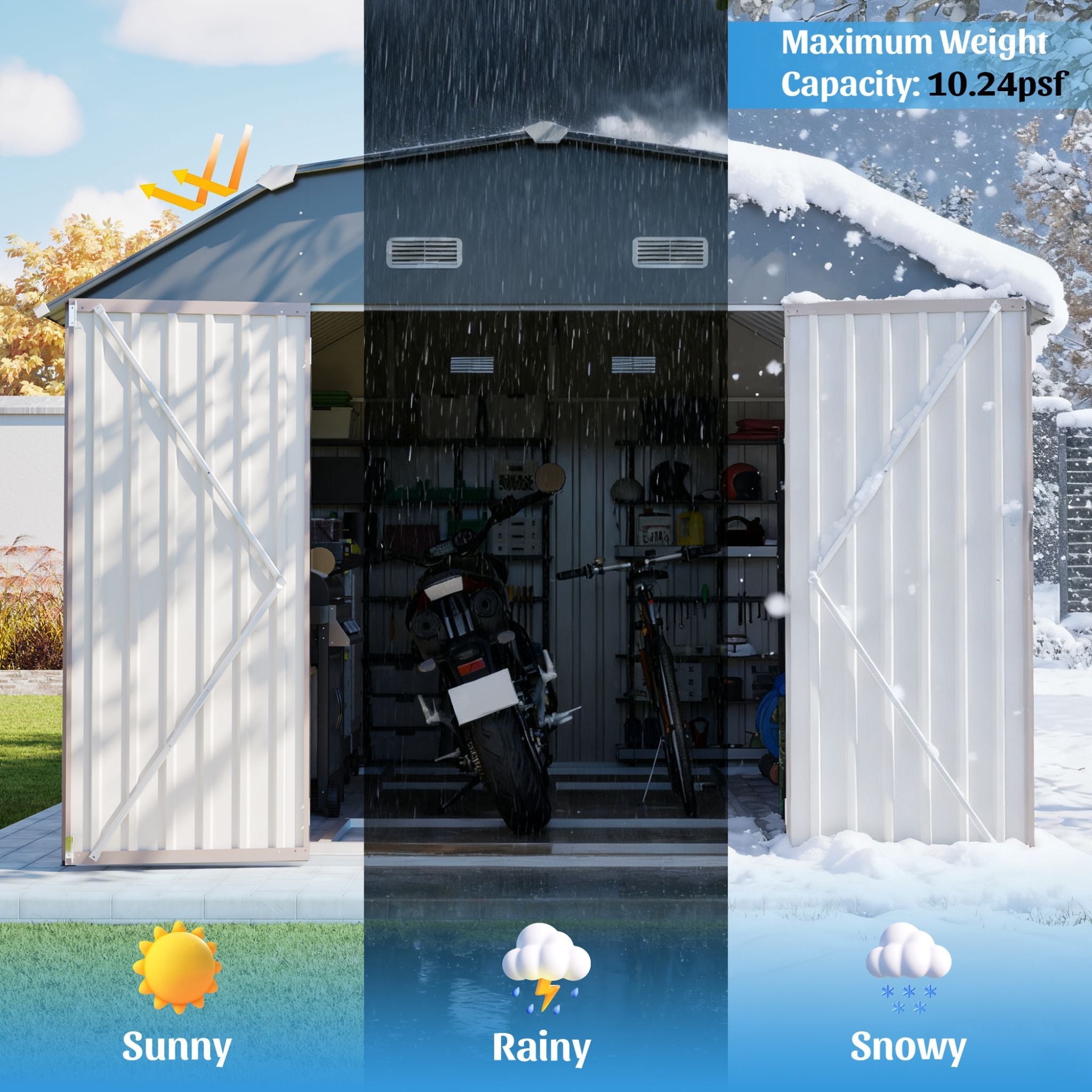 [10X12FT] Alora Heavy-Duty Outdoor Metal Storage Shed With Floor (SAK91820) – SAKSBY WHOLESALE, view 6
