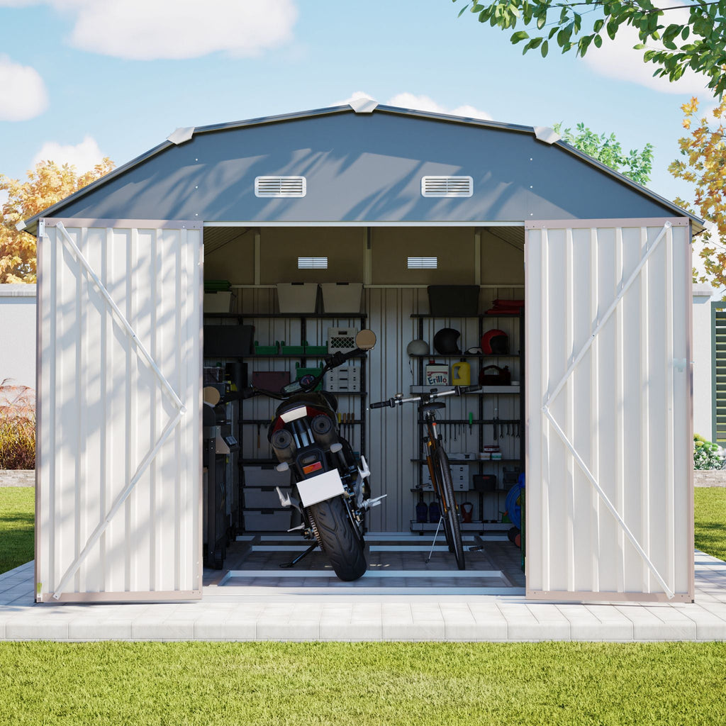 [10X12FT] Alora Heavy-Duty Outdoor Metal Storage Shed With Floor (SAK91820) – SAKSBY WHOLESALE